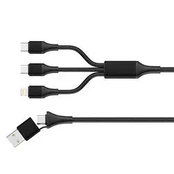 100W 2 in 3 Fast Charging Data Cable - Black