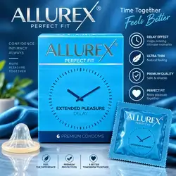 Allurex Perfect Fit Extended Pleasure Delay Condoms — 6 Premium Condoms