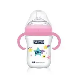 Mamilla Extra Wide Neck Double Anti-Colic Feeding Bottle 300ml (+6) with Handle - Pink