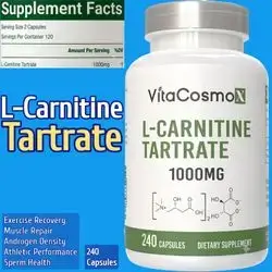 L-Carnitine Tartrate, l carnitine Tartrate, 500mg per Capsule, Carnitine, L Carnitine, 240 Caps Carnitine