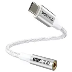 MOSWAG USB C to 3.5mm Audio Adapter, USB C Headphone Adapter for Samsung Galaxy S23 S22 S21 S20 Ultra, Note 20 10 S10 S9 Plus,Pixel 7 6 5 4 3 2 XL,ipad Pro and More