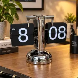 CLOCK Dpofirs Flip Desk Clock, Retro Airplane Flip Clock, 12 Hours Auto Flip Clock, Battery Powered, Page Turning Clock, Tabletop Clock, for Living Room Bedroom Study Office