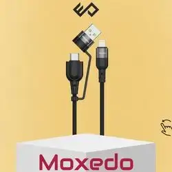 Moxedo 2 in 1 30W PD Interchangeable Cable USB-A/USB-C to L 1.2m Braided Nylon Cable for iPhone and iPad - Black