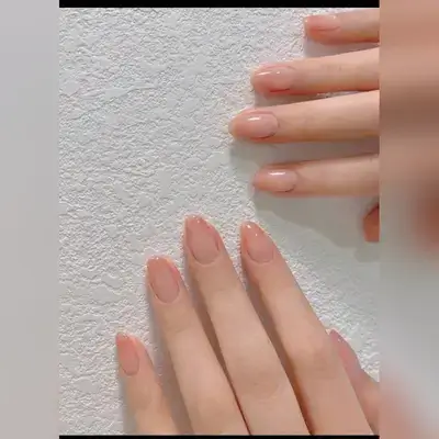 24Pcs Short Drop-Shaped Press-On Nails In Nude Color,