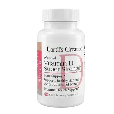Natural Vitamin D Super Strength 5000IU 30 Softgels _ Earth's Creaton