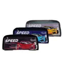 Fabric Pen Case With Dual Zipper Assorted Color Car 1 Pcs