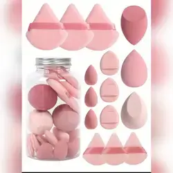 15pcs Makeup Sponge Set With Storage Jar,