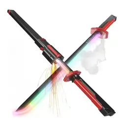 Futuristic Cyberpunk LED Sparkle Toy Sword - Red & Black (Model 988E)