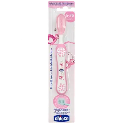 First Milk Teeth Toothbrush Pink 6-36 Months _ Chicco