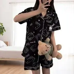 2Pcs/Set Hello Kitty Pajamas Shirt Shorts Set - Medium 