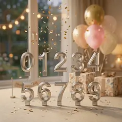 Silver Number Candles (0–9)