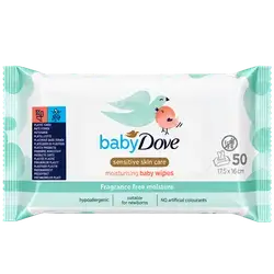 Sensitive Skin Care Moisturizing Baby Wipes Fragrance Free Moisture 50Pcs _ Dove