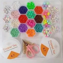 Clay and Glass Seed Beads Kit with Jewelry Making Tools for Kids 24 Holes