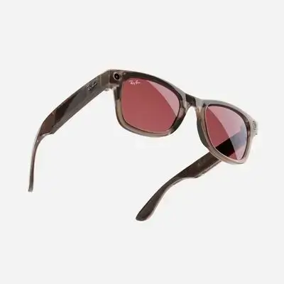 RAY-BAN | META WAYFARER - ( Shiny Warm Stone ) front of sun change to ( Watermelon Red )