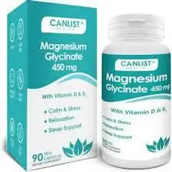 CANLIST HEALTH MAGNESIUM GLYCINATE450MG 90VEG CAPSULES