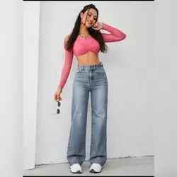 Jeanoix Women Simple Daily Solid Color Button Decoration Jeans - Small