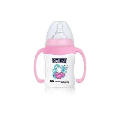 Wide Neck Feeding Bottle 180ml (+0) with Handle - Pink