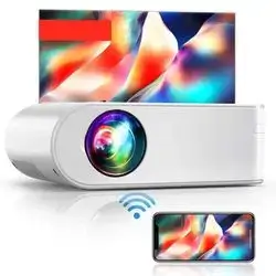 YABER/V2 Projector WiFi Mini Projector, 9000L 1080P Full HD Portable Projector, Zoom, 300" Display, Outdoor Projector [Projector Screen Included] Wireless Mirroring Projector for Phone/TV Stick/HDMI/PS4