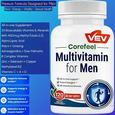 Multivitamin for Men, Mens Multivitamins and Minerals, Vitamin A, C, D, B Complex, Magnesium, Zinc, Selenium, Copper & More, Ashwagandha, Maca, Ginseng, Saw Palmetto, Daily Health & Nutrition Support, 120 Capsules Multivitamin
