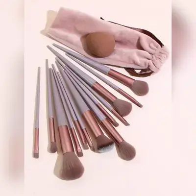 13pcs Makeup Brush Set Beauty Tools With Storage Bag Makeup Puff 1pc