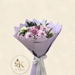 Purple Chrysanthemum & Purple & White Rose Bouquet