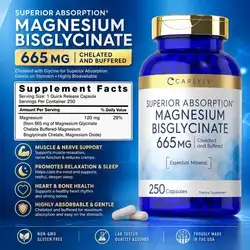 Buffered Magnesium Bisglycinate, 665 mg, Magnesium Glycinate, Essential Mineral, Buffered and Chelated for Maximum Absorption, 250 Capsules magnesium Glycinate