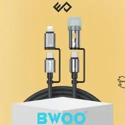 BWOO USB-C Multi Charging Cable 4-in-1 Lightning Cable with LED Light 60W/27W