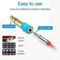 Vention 1pc 6.35mm Male To 3.5mm Female Audio Adapter 3.5mm To 6.35mm Converter Premium Quality Headphone Earphone Headset Phone Laptop Speaker Microphone