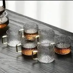 6pcs Cute Beautiful Unusual Japanese Heat-Resistant Borosilicate Transparent Concentrated Coffee Glass Cup