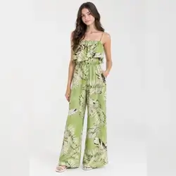 SHEIN Teen Tropical Leaf Print Cami Jumpsuit - 16 Years 