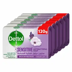 Dettol Sensitive Bar Soap, Lavender & White Musk Scent, 120g x6