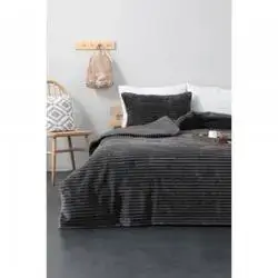 Alea Velvet Duvet Cover Set 3 Piece - Charcoal
