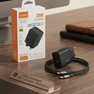 Ldnio PD 20W Fast Charger For Iphone USB And Type-C Port With Cable Type-C To Lightning