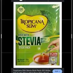 Tropicana Slim Stevia, 100 Single Sticks ترۆپیکانا