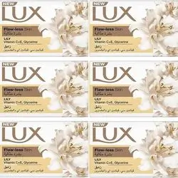 LUX Bar Soap For Flaw-Less Skin, Lily With Vitamin C+E, Glycerine, 170g, Pack of 6