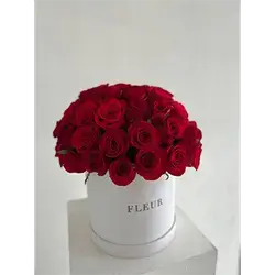 White Box of Red Roses