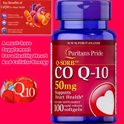 Coenzyme CoQ10 50mg, Heart Health, Blood Pressure, Oral Gum Health, and Healthy Aging Support, q10, Q10 , 100 Softgels CoQ10