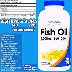 Nutricost Fish Oil Omega 3, with EPA & DHA (1000mg of Fish Oil, 560mg of Omega-3), Highest Quality, Omega 3, Omega3, 240 Softgels omega 3 