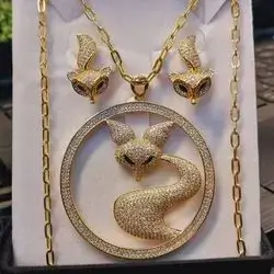 Fox design necklace with earrings for the elegant lady