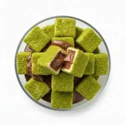 Delight covered by pistachios inside nutella