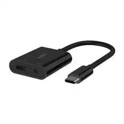 Belkin RockStar USB‑C to AUX 3.5 mm Audio + USB‑C Charge Adapter – Black