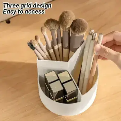1pc Plastic Pen Holder, Minimalist Plain Rotatable Pen Holder