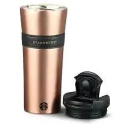 Starbucks Stainless Steel Matte Gold with Black Leather Band Tumbler - 473 ml