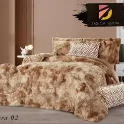 Quilt Set 2 Person,Tie Dye Long Velvet Comforter-Dream Room-6 Pcs