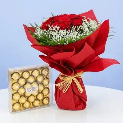 Imported Red Rose Bouquet – 23 Flowers