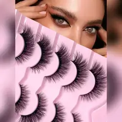 5 Pairs Natural Look Fluffy & Lengthening Faux Mink Curly False Eyelashes