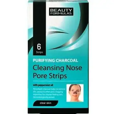 شرائح الفحم لإزالة الرؤوس السوداء 6 قطع من بيوتي فورميولا//Beauty Formulas Purifying Charcoal Deep Cleansing Nose Pore