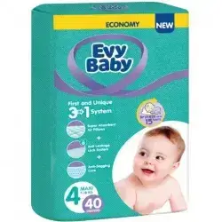 Evy Baby Diapers size 4 - From (7-18 Kg) - 40 Pieces