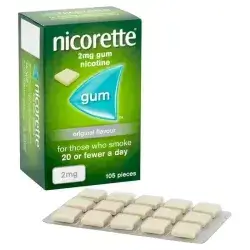 Nicorette Gum 2 mg Original Flavour – 1 SHEET علكة النيكوتين للإقلاع عن التدخين.