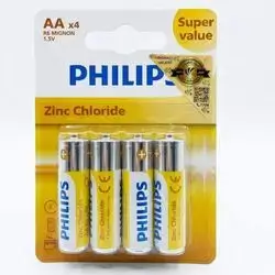 PHILIPS AA ZINC CHLORIDE BATTERIES (4-PACK)